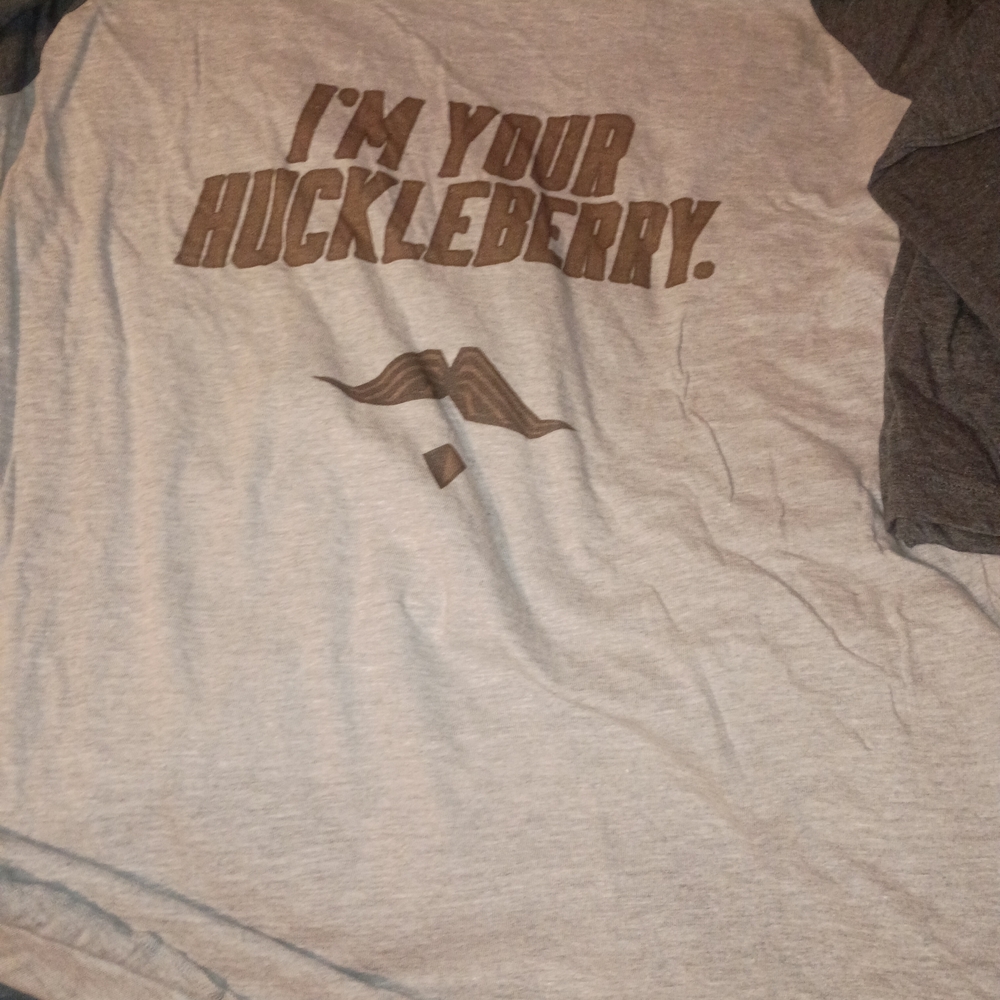 I'm Your Huckleberry Graphic Raglan Long Sleeve Shirt - Grey/Brown